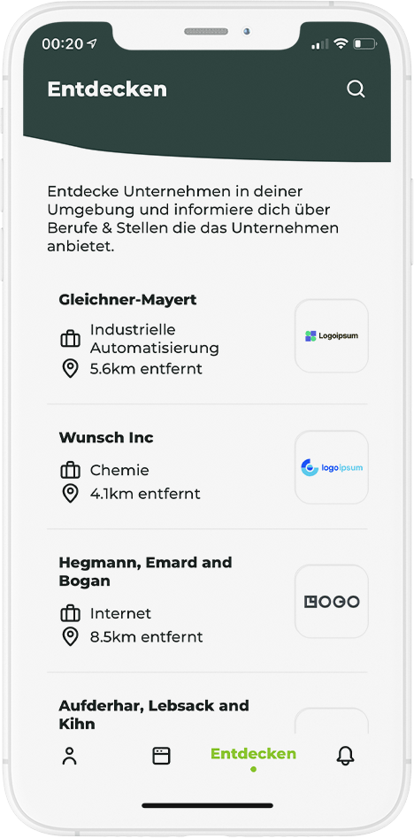 beAzubi - Unternehmen entdecken innerhalb der App
