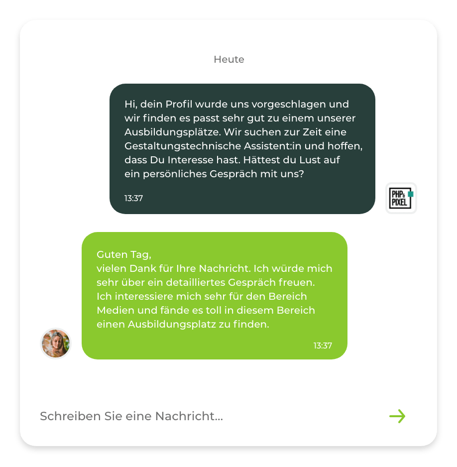 beAzubi - Nachwuchsrekrutierung - Direkte Kommunikation über den Manager
